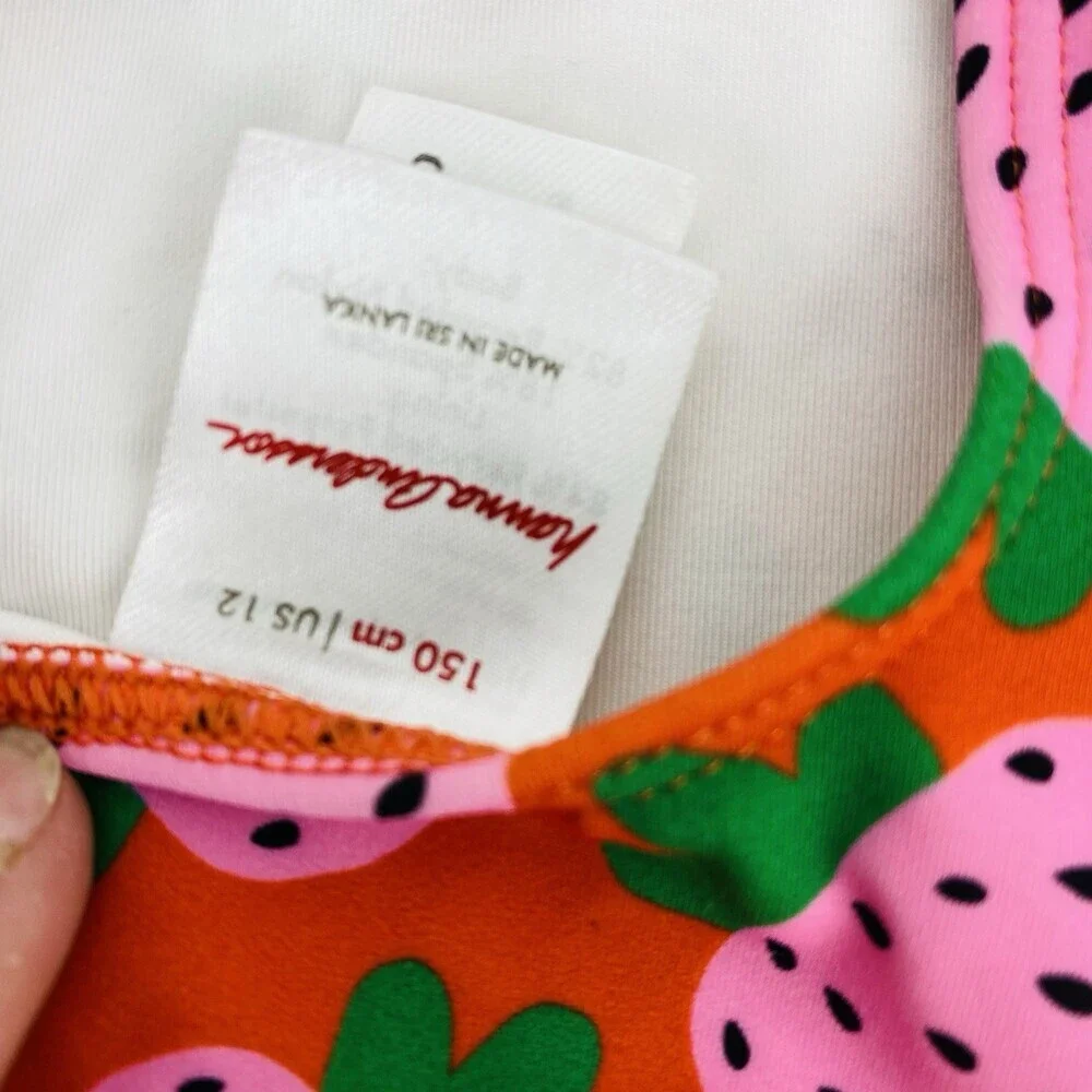 Lot of 2 Hanna Andersson Longline Swim Tops Girls US 12 150 cm Strawberry Stripe